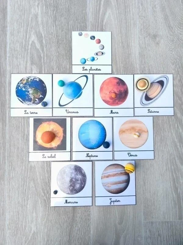 10 cartas de nomenclatura sobre o sistema solar com planetas Montessori – photo 2